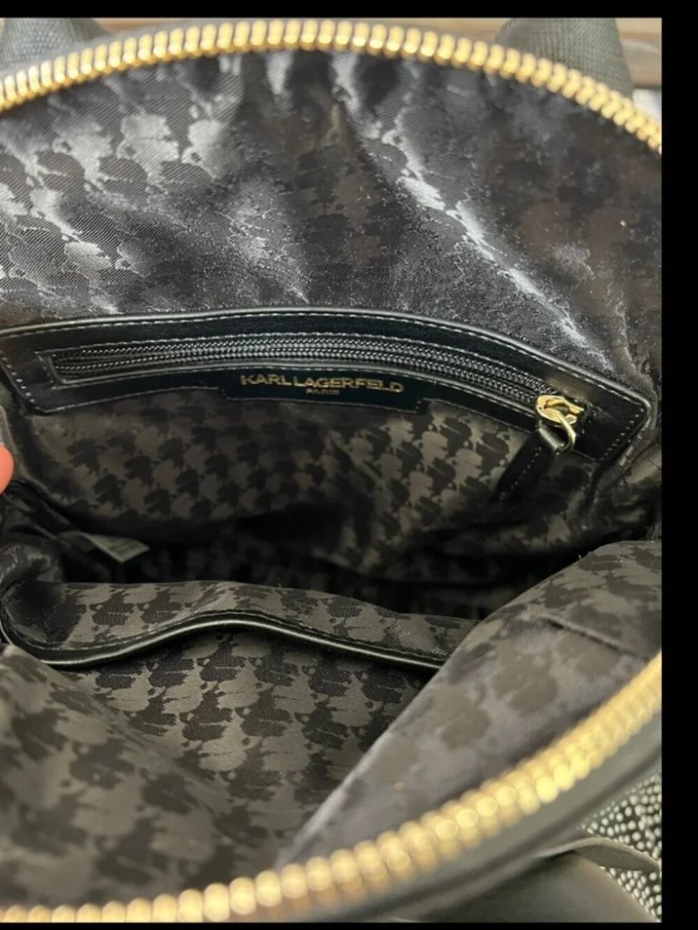 NWOT - Karl Lagerfeld Black Backpack with Leather Bow - Picture 12 of 12